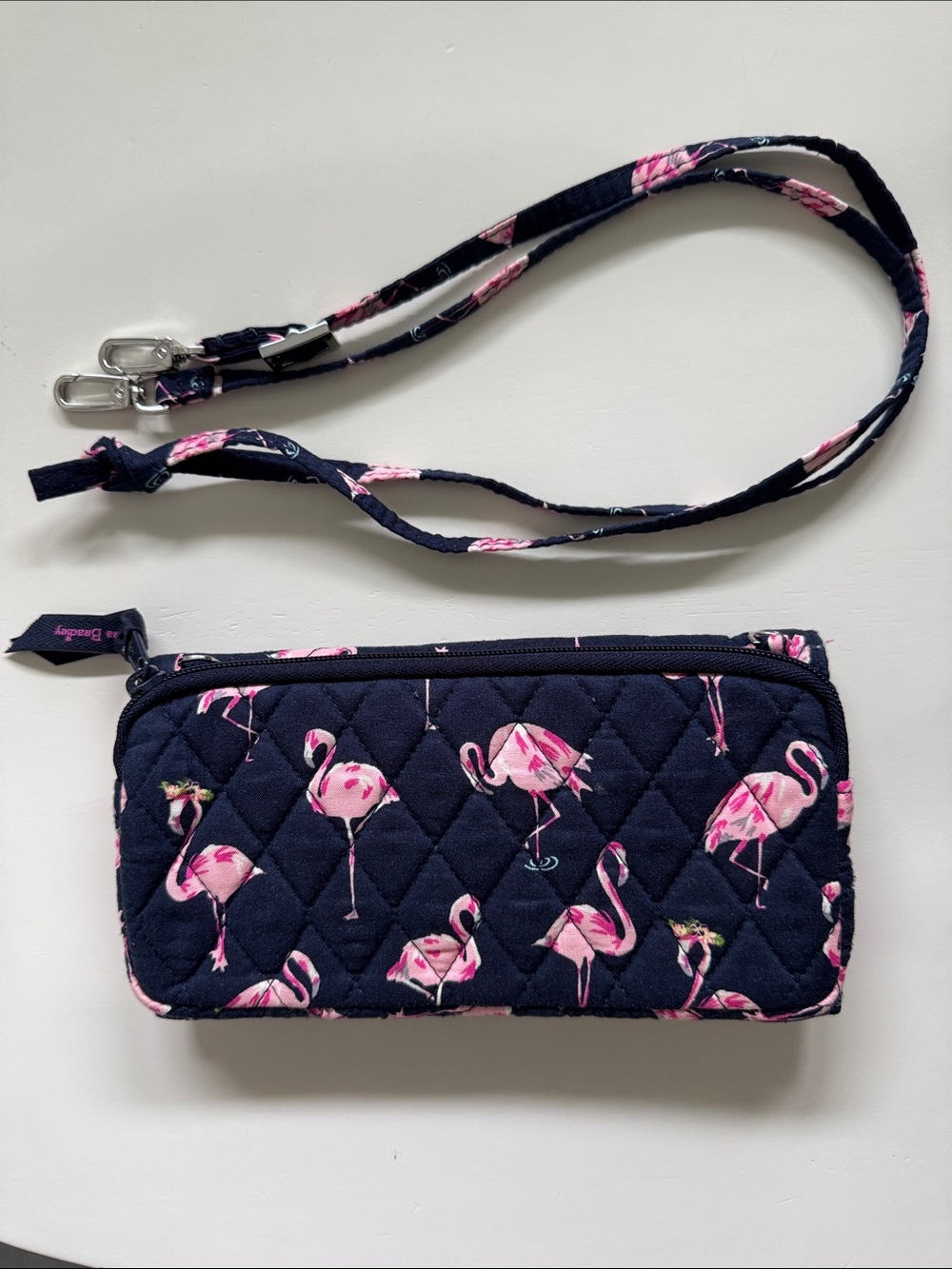 Vera Bradley Navy Wallet with Pink Accent Flamingo Detail - Picture 3 of 11